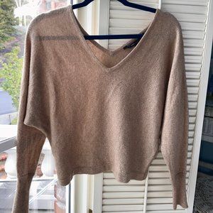 BCBG Maxazria Camel Gold-Flecked Cropped Sweater size S